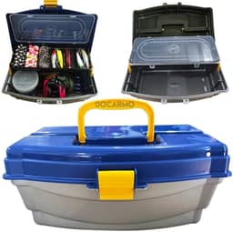 DoCarmo, Caixa de Pesca Ferramenta Bandeja Articulada com Estojo Cor:Azul