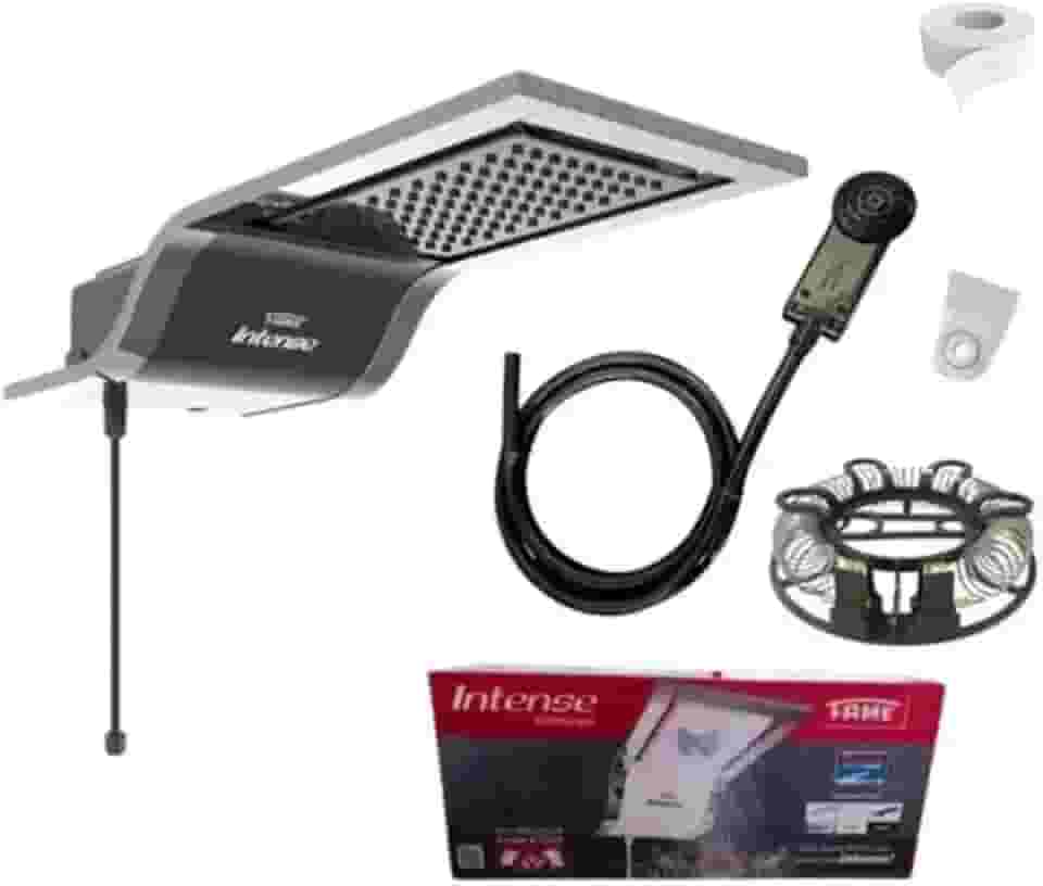 Ducha Chuveiro Eletrônico Luxo Chrome Intense Potente Fame Original + Veda Rosca (Black cromado, 7800 W / 220v)