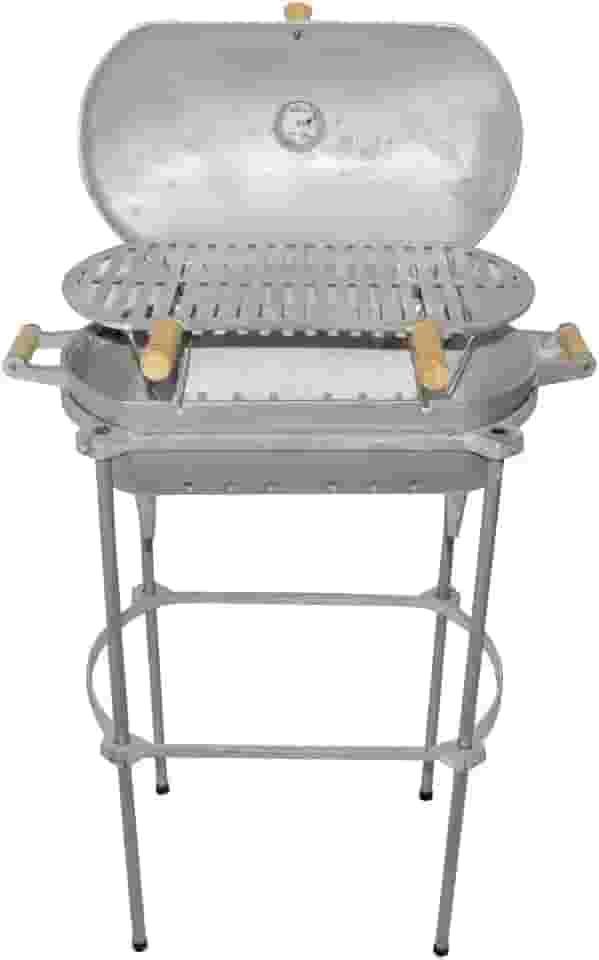 Gaspar Churrasqueira Alumínio Fundido a Bafo Prata Pé e Suporte