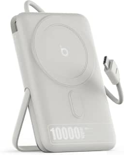 Basike Power Bank Indução 10000mAh – Carregador Portátil com Indução 15W e PD até 22,5W (1 Porta + Cabo Integrado), Compatível com Samsung Séries S25/24/23/22/21, iPhone 16/15/14/13 e MagSafe – Prata