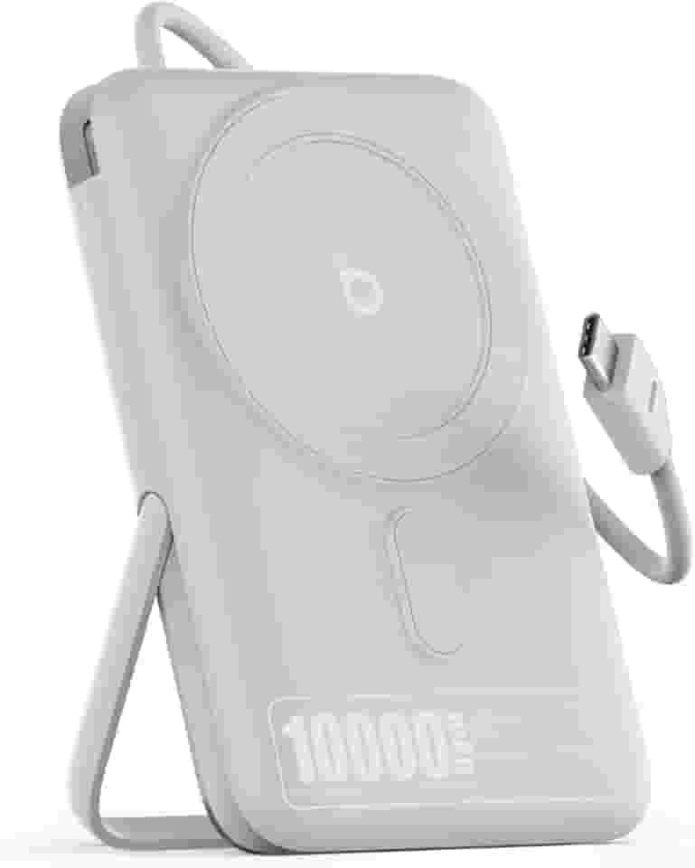 Basike Power Bank Indução 10000mAh – Carregador Portátil com Indução 15W e PD até 22,5W (1 Porta + Cabo Integrado), Compatível com Samsung Séries S25/24/23/22/21, iPhone 16/15/14/13 e MagSafe – Prata