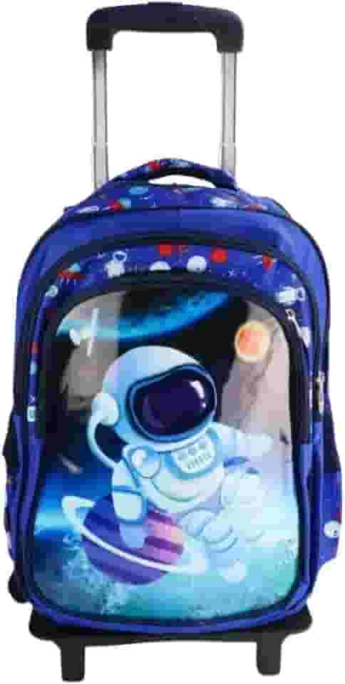 Mochila Infantil de Rodinhas 2x1 Carrinho Removível Modelos Unicórnio Astronauta Lhama e Dinossauro(Astronauta)