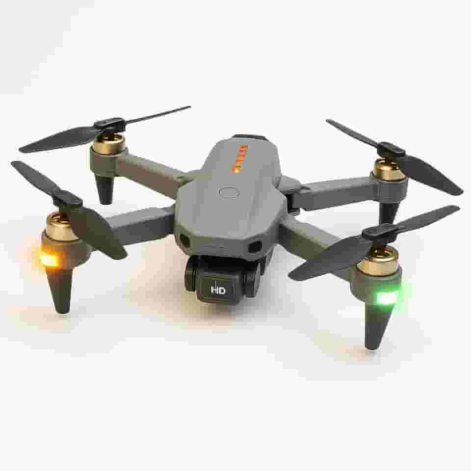 Drone S108 Pro com Camera 4k Full HD WiFi Tela Integrada Tempo Real Longo Alcance Profissional - Bateria e Hélices Extra (Cinza)