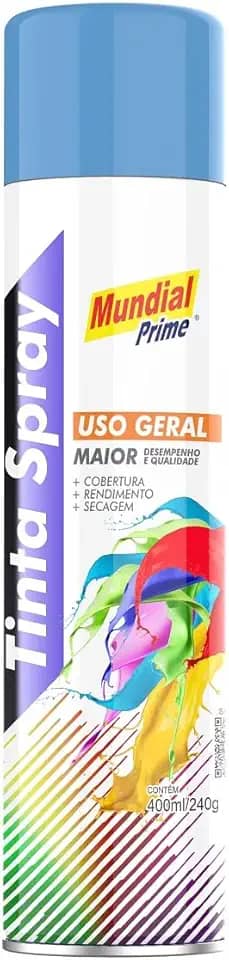 Tinta Spray Uso Geral 400ml, MUNDIAL PRIME, Azul Claro, AE01000066