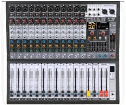 Mesa de Som Profissional AMW AG12 v2, 12 Canais, USB/Bluetooth, 99 Efeitos DSP, Equalizador 3 Bandas, Phantom Power 48V