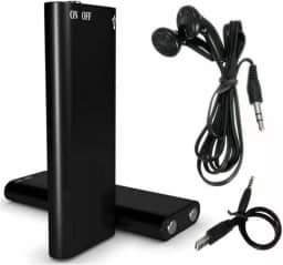 Mini Gravador de Voz Digital, 8GB, 45mm, com Fones de Ouvido e Adaptador Micro-USB, Preto