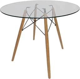 Mesa Jantar Redonda Eiffel Charles Vidro Temperado (Vidro 80cm)