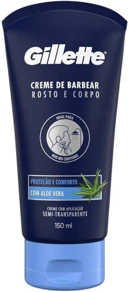 Gillette Creme de Barbear Rosto e Corpo com Aloe Vera, Ideal para Barbear com um Aparelho de Barbear no Chuveiro 150mL