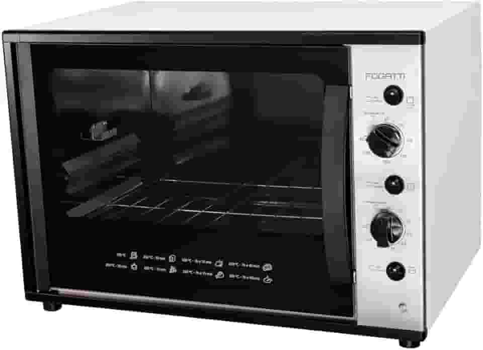 Forno Elétrico Com Espeto Giratório, 60 Litros, Bancada, Fogatti, Interior Easy Clean, Dourador, Até 300Cº 220V