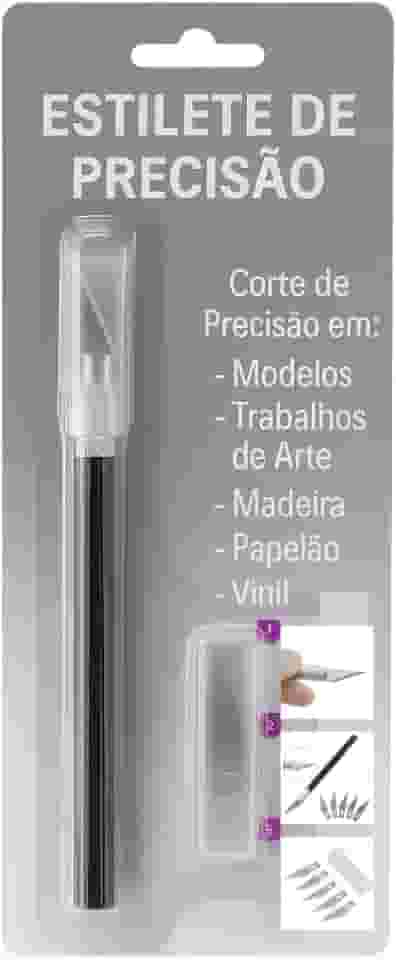 Estilete de Alta Precisão Tipo Bisturi com 6 Lâminas Afiadas Substituíveis – Ferramenta de Corte para Papel, Couro, Plástico, EVA e Projetos de Artesanato