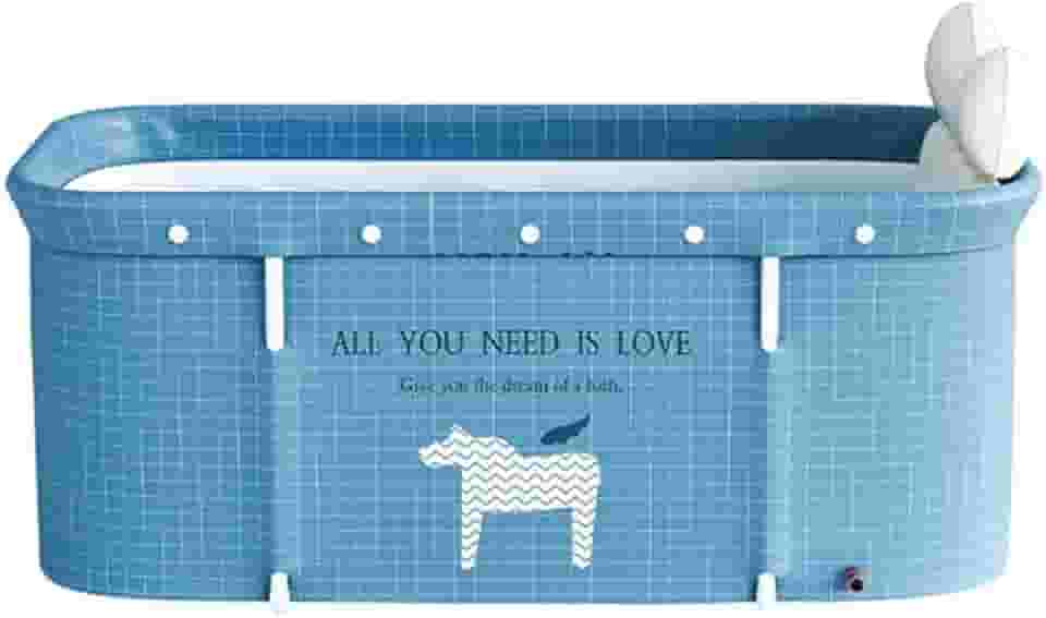 Banheira Ofurô Dobrável Portátil Retangular PVC Com Encosto Inflável Azul Claro VG+