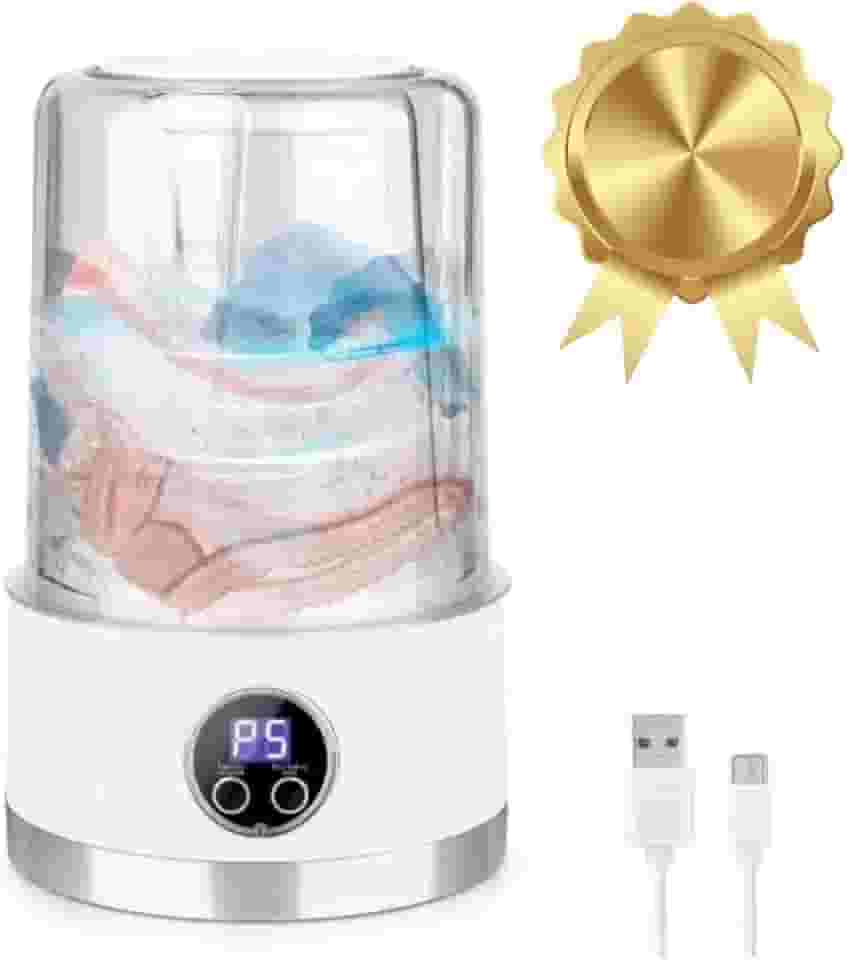 Mini Máquina de Lavar Roupas Portátil 1200ml USB – Recarregável, Compacta e Silenciosa para Meias, Roupas Íntimas, Calcinhas e Viagem