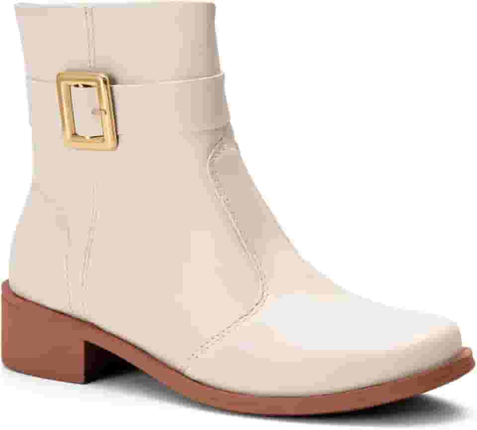Bota Feminina Lumiss Montaria Rasteira Cano Baixo Fivela