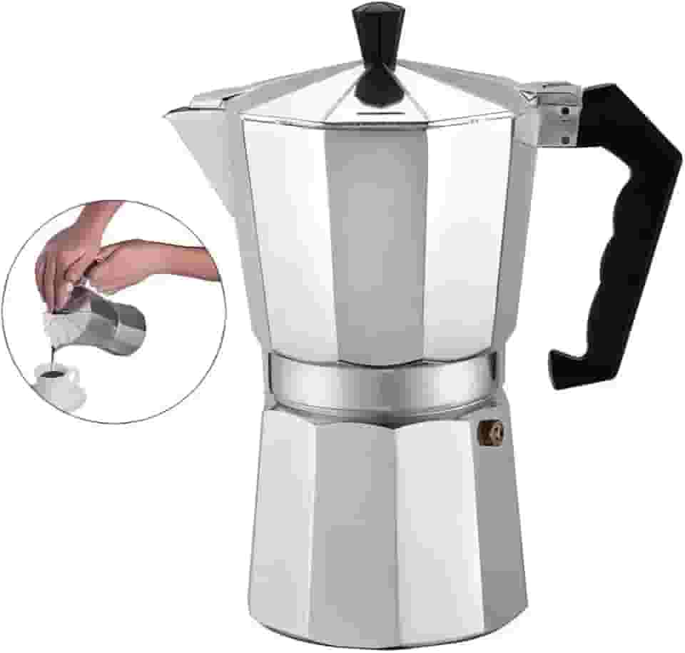 Cafeteira Italiana Expresso de Aluminio com Alça para 6 Cafézinhos, Prata, 300 ml Premium