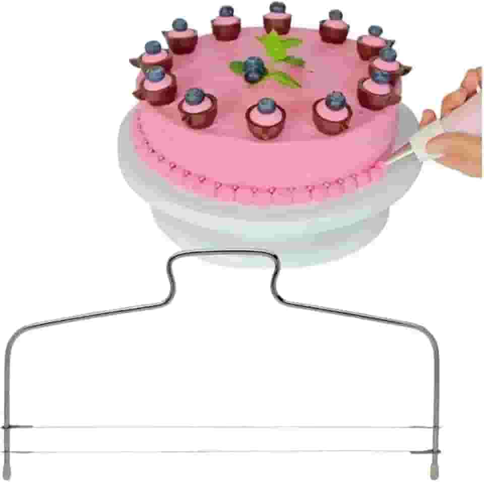 Kit Bailarina Prato Giratório P/Decorar Bolo + Nivelador Duplo Utensílios De Cozinha Confeitaria