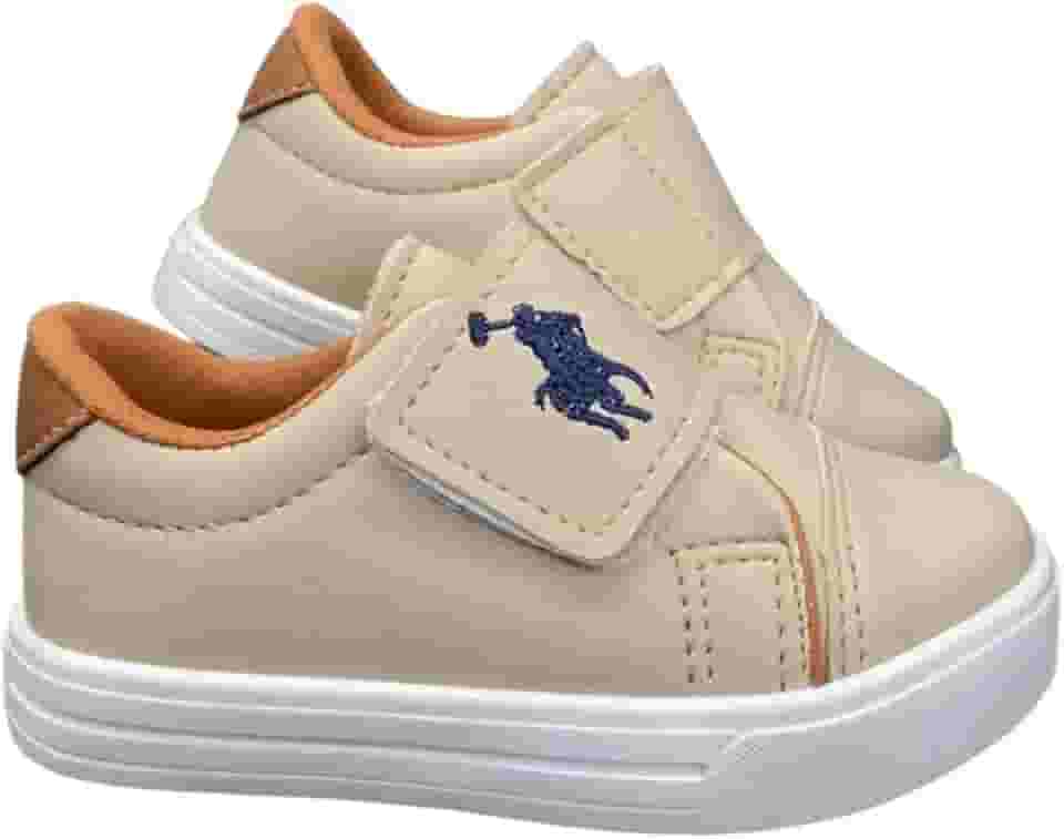 Tênis Infantil Menino Marfim Polo Ponta Larga Conforto