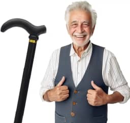 Bengala Ortopédica Ajustável, Alumínio Leve, Preta, 74-90cm, 5 Níveis de Ajuste, Cabo Anatômico, Ponta Antiderrapante, Suporta até 120kg