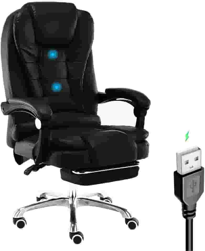 Cadeira De Escritório Nsx Presidente Massagem Apoio Aos Pés Cor Preto Material Do Estofamento Couro