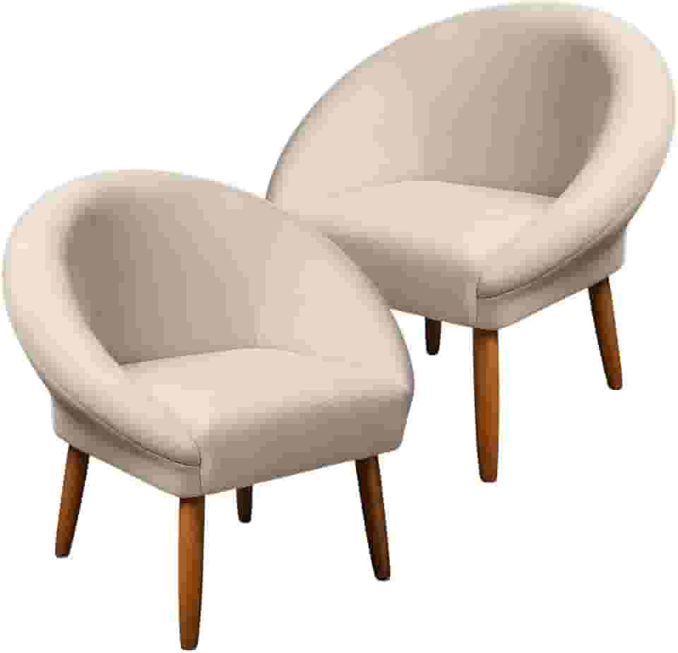 Kit 2 Poltronas Cadeira Decorativa para Sala de Espera Elegante Recepção Pés Palito MOBLAN decor (Bege)