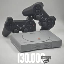 Console Retrô PSX com 130 mil jogos na memória + 2 Controles diversos Games e Jogos com 700 Jogos PS1 - Black (Cinza)