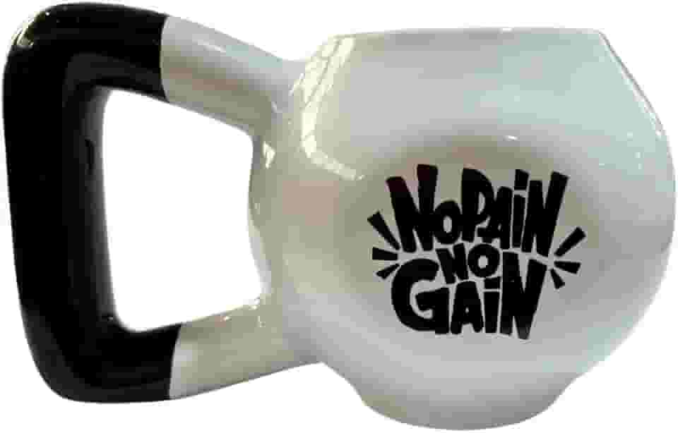Caneca Peso Branco Presente Cerâmica Xicara Criativa Academia Crossfit Personal Ketlebell Musculação