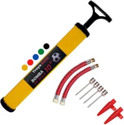 Kit Bomba De Ar Manual Com 8 Bicos Para Encher Bolas De Futebol Vôlei Basquete Balão Bexiga Boia Upa Upa