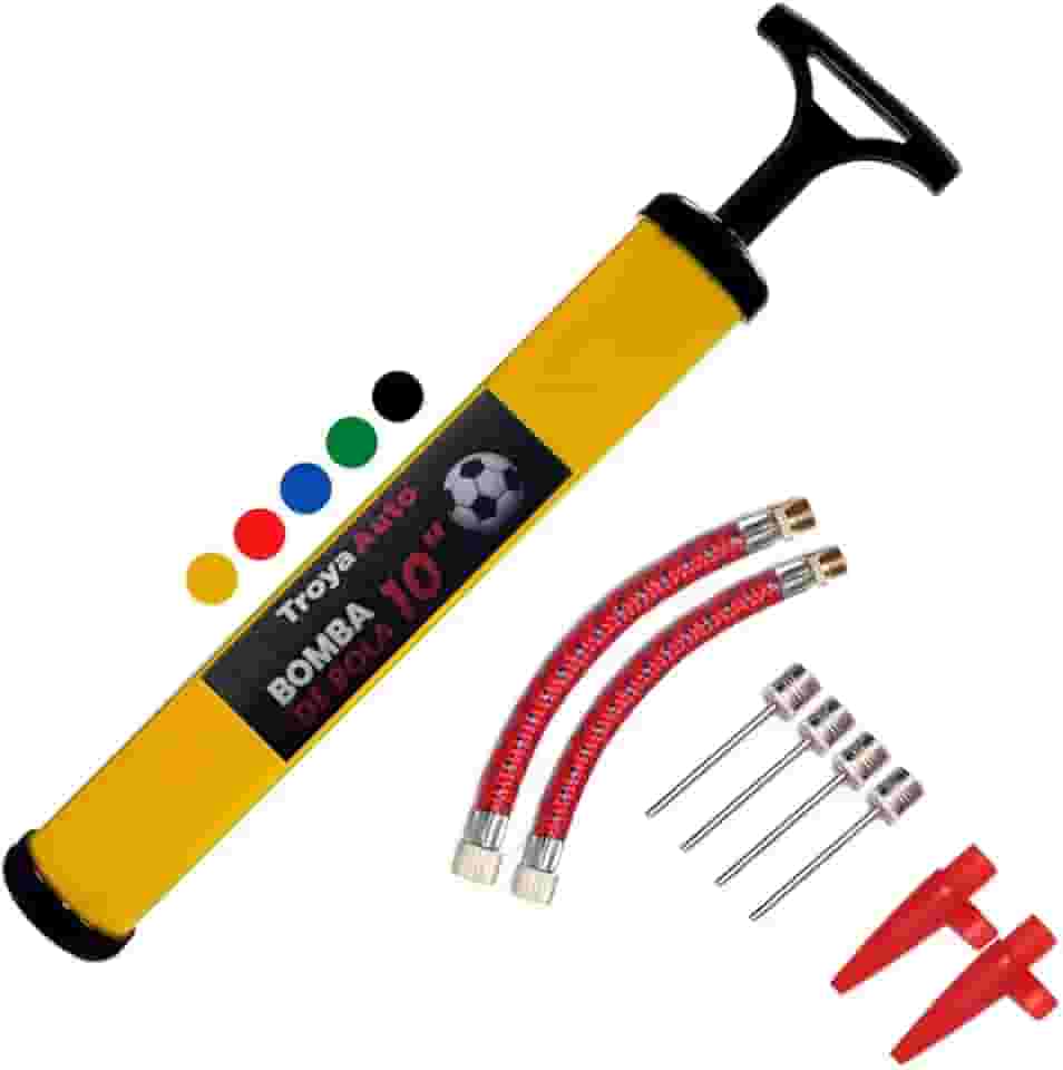 Kit Bomba De Ar Manual Com 8 Bicos Para Encher Bolas De Futebol Vôlei Basquete Balão Bexiga Boia Upa Upa