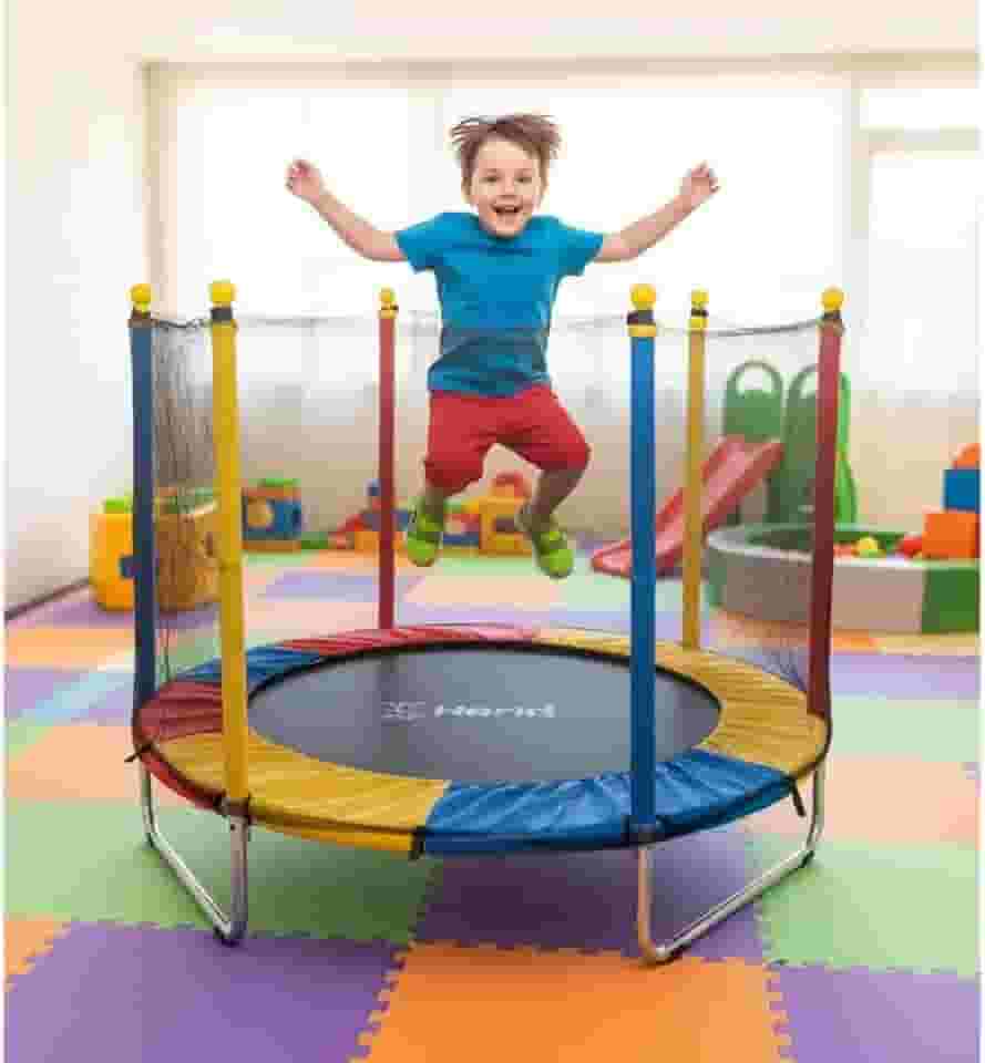 Cama Elástica Pula Pula Infantil Trampolim 1,4m Lona de Salto Preta Proteção de Molas Colorida Para Área Interna e Externa Henri Trampolim