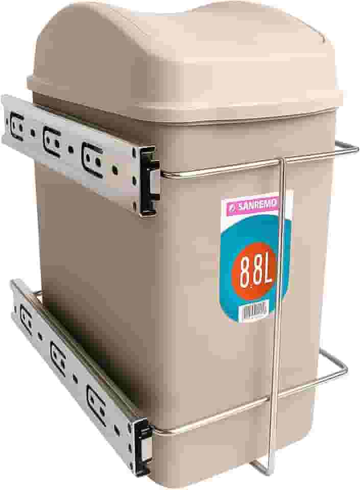 Lixeira Pia Cozinha Deslizante Telescópica Embutir Tampa Basculante 8,8 Litros Giosul Lado Esquerdo