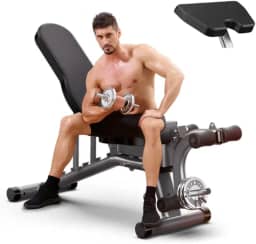 Banco de Musculação 6 em 1 Multifuncional Ajustável com Extensor e Flexor – Para Supino, Abdominal e Pernas – Estrutura Reforçada até 150kg