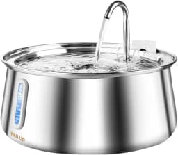 Fonte de Agua pra Gato,Janela de Nível de Água e Aço Inoxidável,Capacidade de 4L e Conveniência para Viagens,Sistema de Filtragem Quádrupla,Fácil de Desmontar e Limpar,Bebedouro Gato 4L