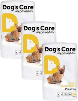 Kit com 72 Fraldas Descartáveis Dog's Care - Cães Macho - Tamanho M