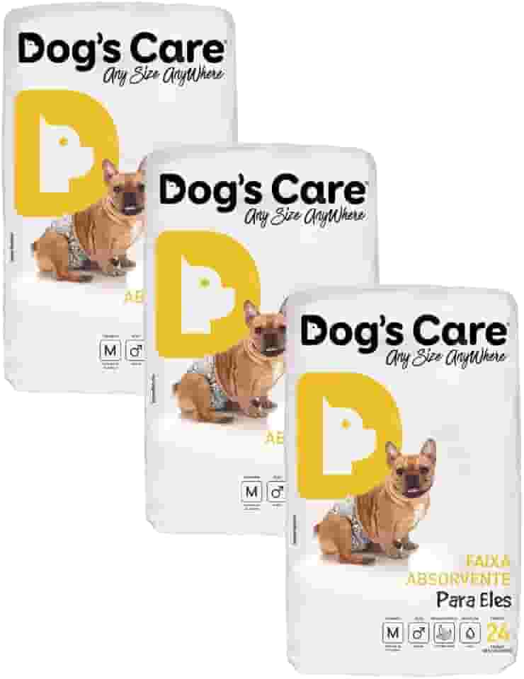 Kit com 72 Fraldas Descartáveis Dog's Care - Cães Macho - Tamanho M