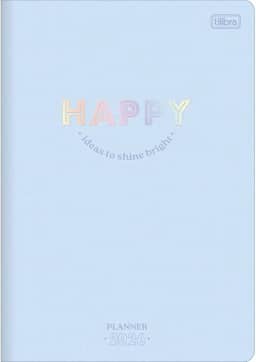 Tilibra - Planner Grampeado 17,8 x 25,4 cm Happy 90 G 2026 - Azul