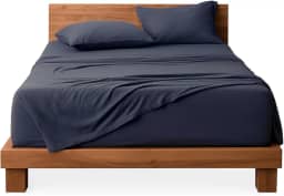 Decolab Jogo de Lençol 100% Algodão Premium Extra Macio - Roupa De Cama Antiácaro, Inclui Lençol Com Elástico (Forro) E Fronhas (Azul-marinho, Queen Completo)