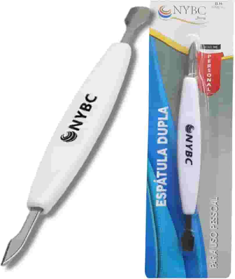 Espátula Dupla Cabo Plástico NYBC Beauty: Cutículas Perfeitas com Segurança e Conforto