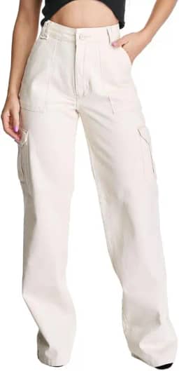 Calça Sarja HNO Jeans Cargo Ana Off White