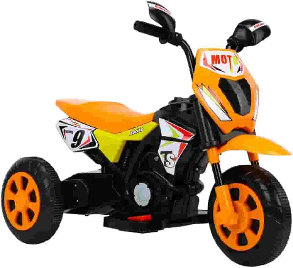 Moto Elétrica Infantil Laranja Farol Led Acelerador Pedal Ré