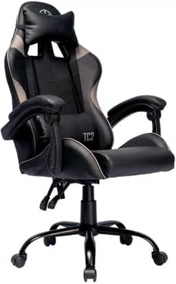 Cadeira Gamer TGT Heron TC2 | Espuma Moldada | Almofadas para Lombar e Pescoço | Suporta até 120kg | Ajuste de Inclinação | Braço Fixo | Preto | TGT-HRTC-BL03