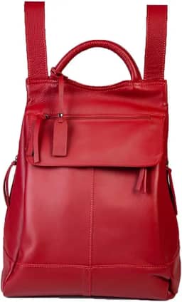 Mochila de Couro Legítimo Modelo Malu Resistente Confortável e Elegante Ideal para Trabalho, Passeios e Viagens, 30x24x10cm, 5L, Alças Reguláveis, 6 Bolsos