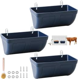 Alimentador de galinha suspenso e alimentador de cabra, ovelha, veado, aves, cães, cervos, gansos, cerca de pato, suprimentos para alimentador de 5 litros, suprimentos para recipientes de alimentação