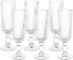 Mimo Style, Jogo de 6 Taças de Champanhe Sleek Vidro Texturizado 140ml Elegantes e Sofisticadas