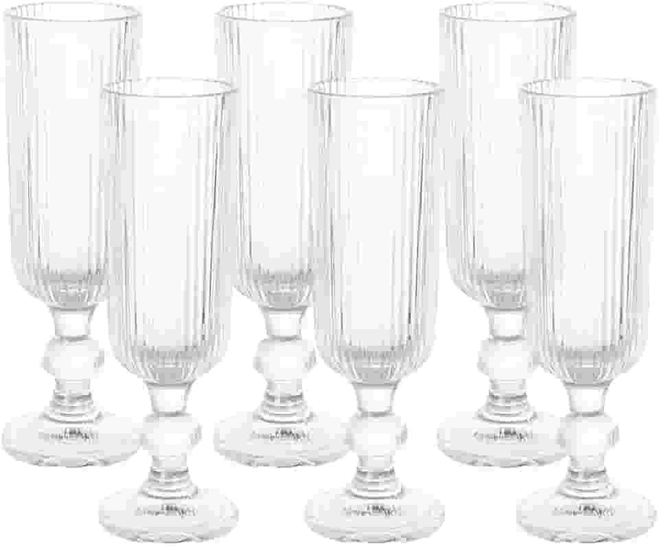 Mimo Style, Jogo de 6 Taças de Champanhe Sleek Vidro Texturizado 140ml Elegantes e Sofisticadas