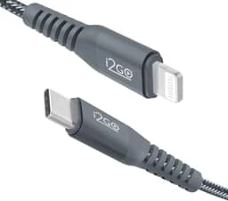 Cabo IPhone/Lightning + USB-C I2GO Certificado MFi 2m 3A Nylon Trançado Chumbo - I2GO PRO