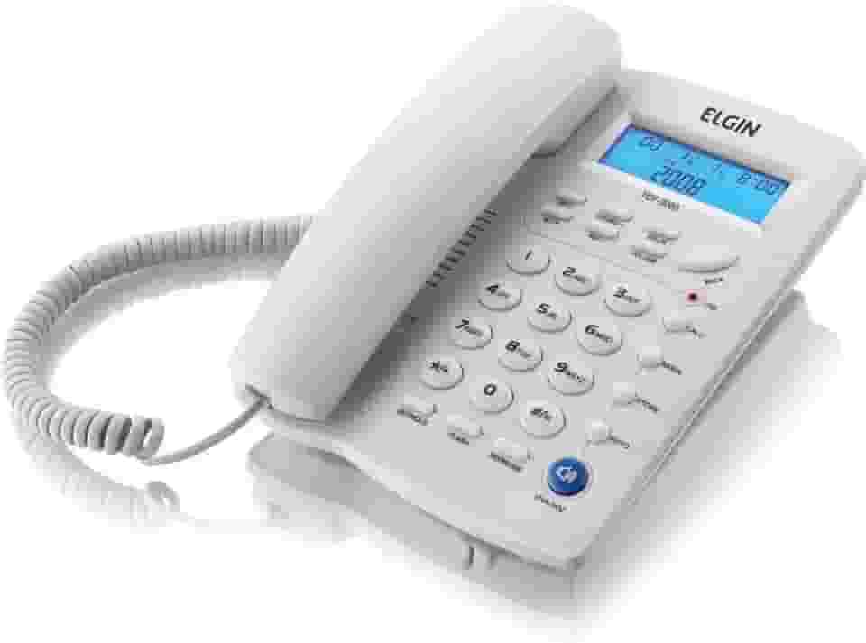 Telefone com Fio de Mesa Elgin com Identificador de Chamada TCF3000 Branco Gelo