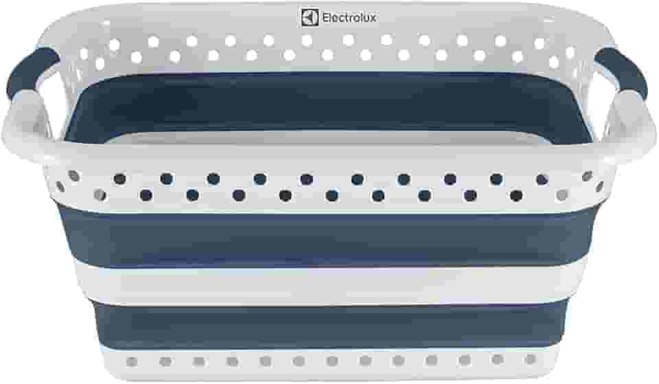 Cesto Dobrável para Roupas Electrolux, Branco com detalhes em azul
