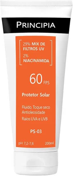 PRINCIPIA, Protetor Solar Corporal FPS 60, 29% Mix de Filtros UV + 2% Niacinamida PS-03 com 200ml