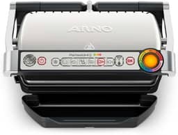 Grill Elétrico Arno Perfect Grill GP01, Inox, com 6 Programas, Função Descongelar e Medição Automática de Espessura, Antiaderente e Fácil de Limpar, 1830W, 110V