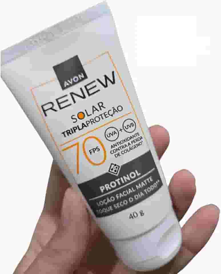 Avon Renew Protetor Solar Facial FPS 70, Toque Seco Matte, Tripla Proteção UVA/UVB, 40g