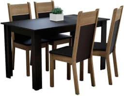 Conjunto Sala de Jantar Madesa Havana Mesa Tampo de Madeira com 4 Cadeiras - Preto/rustic